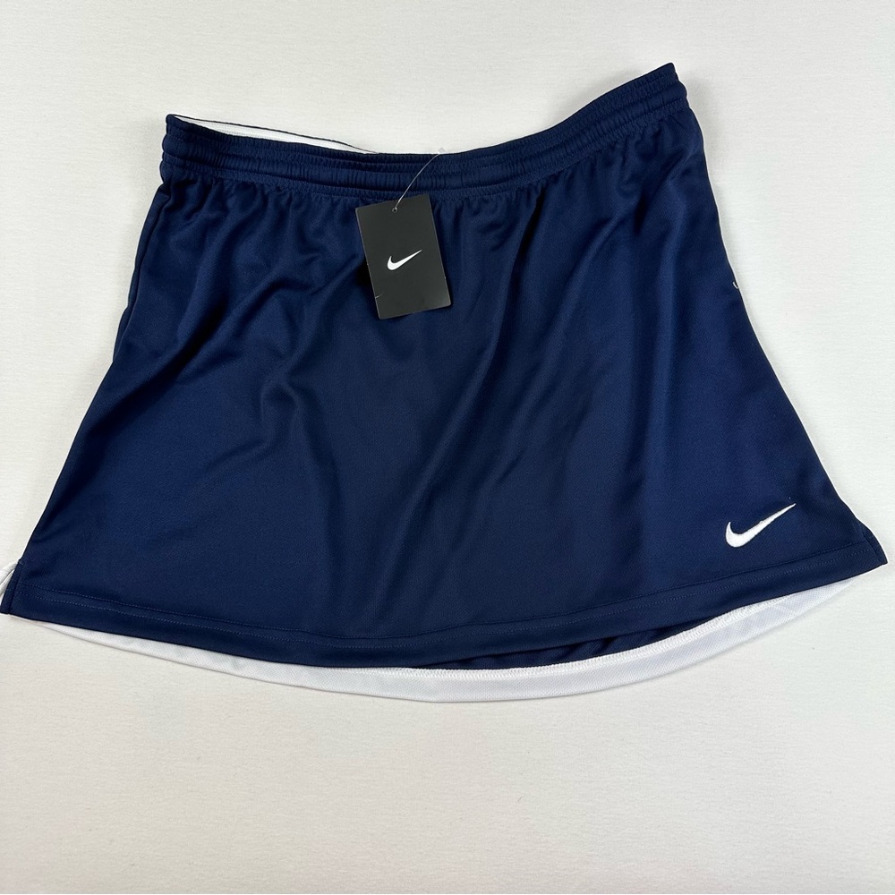 Nike Lacrosse Skirt Dri-FIT Navy Blue White string tie Women XL 707105-420 New